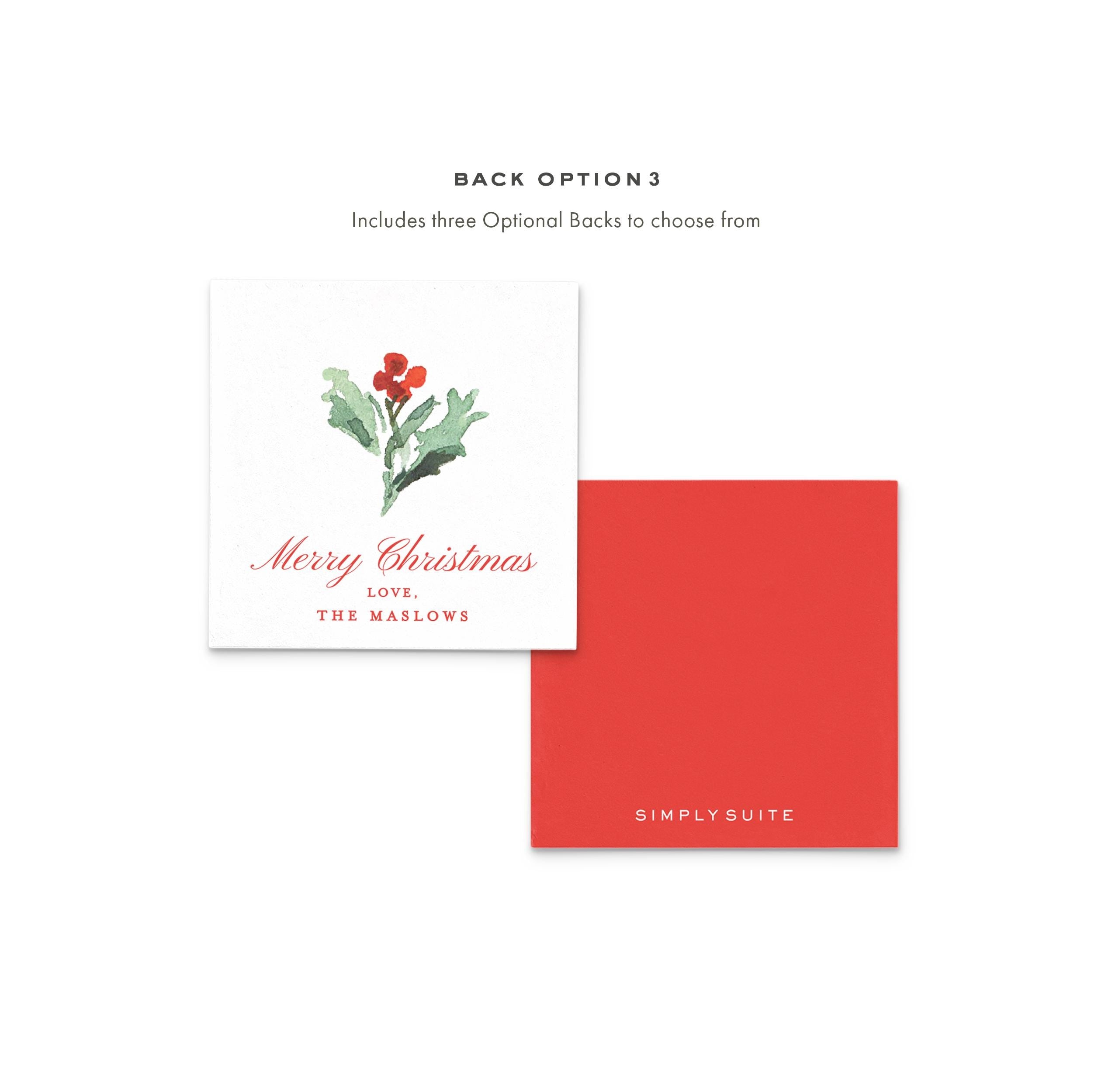 PRINTABLE Gift Tag 3x3 Template | Christmas Holly Watercolor Illustration | Printing Upgrade Available | 2522