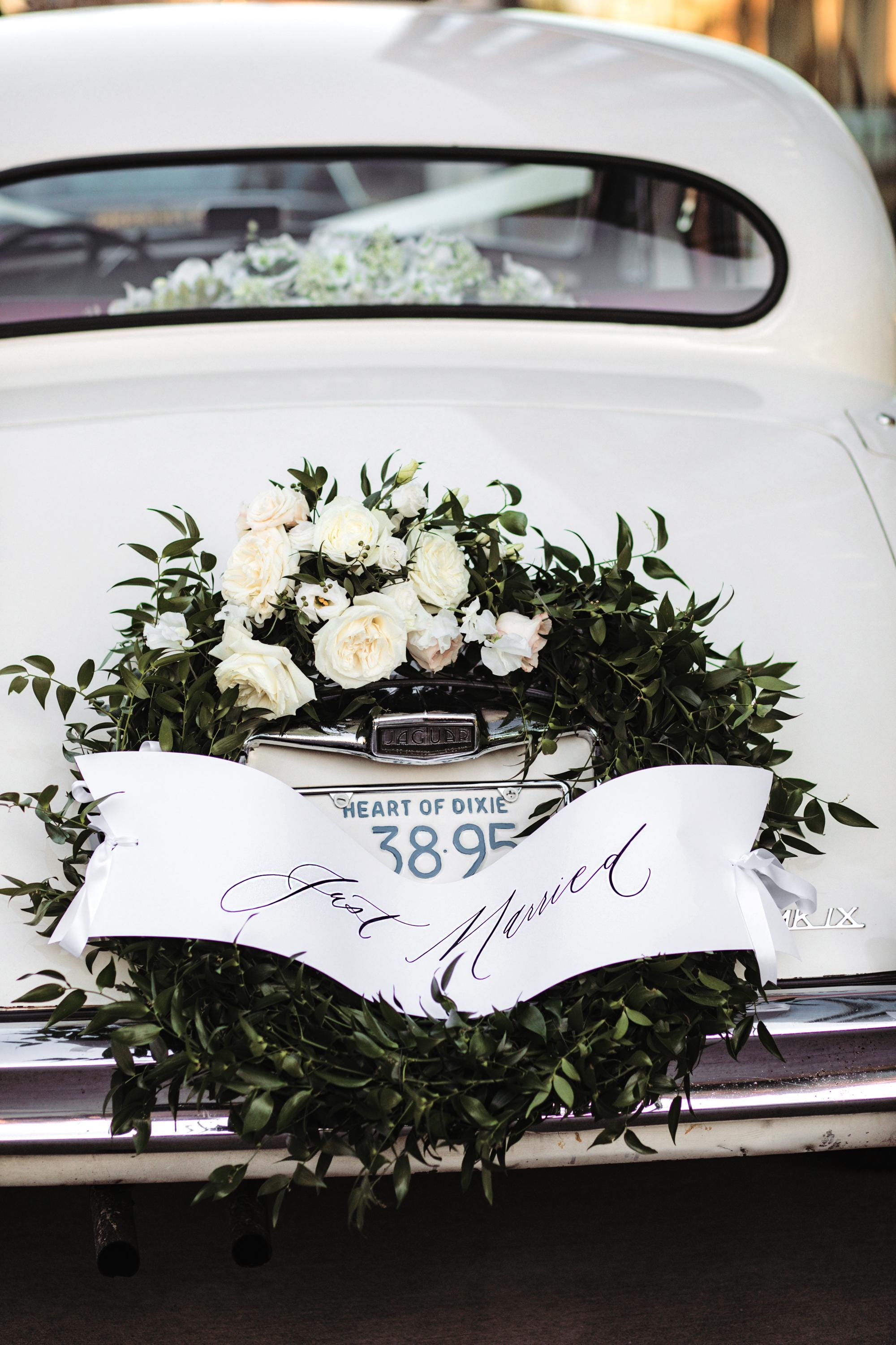 Just Married Banner: Calligraphy Wedding Sign (PDF Download)