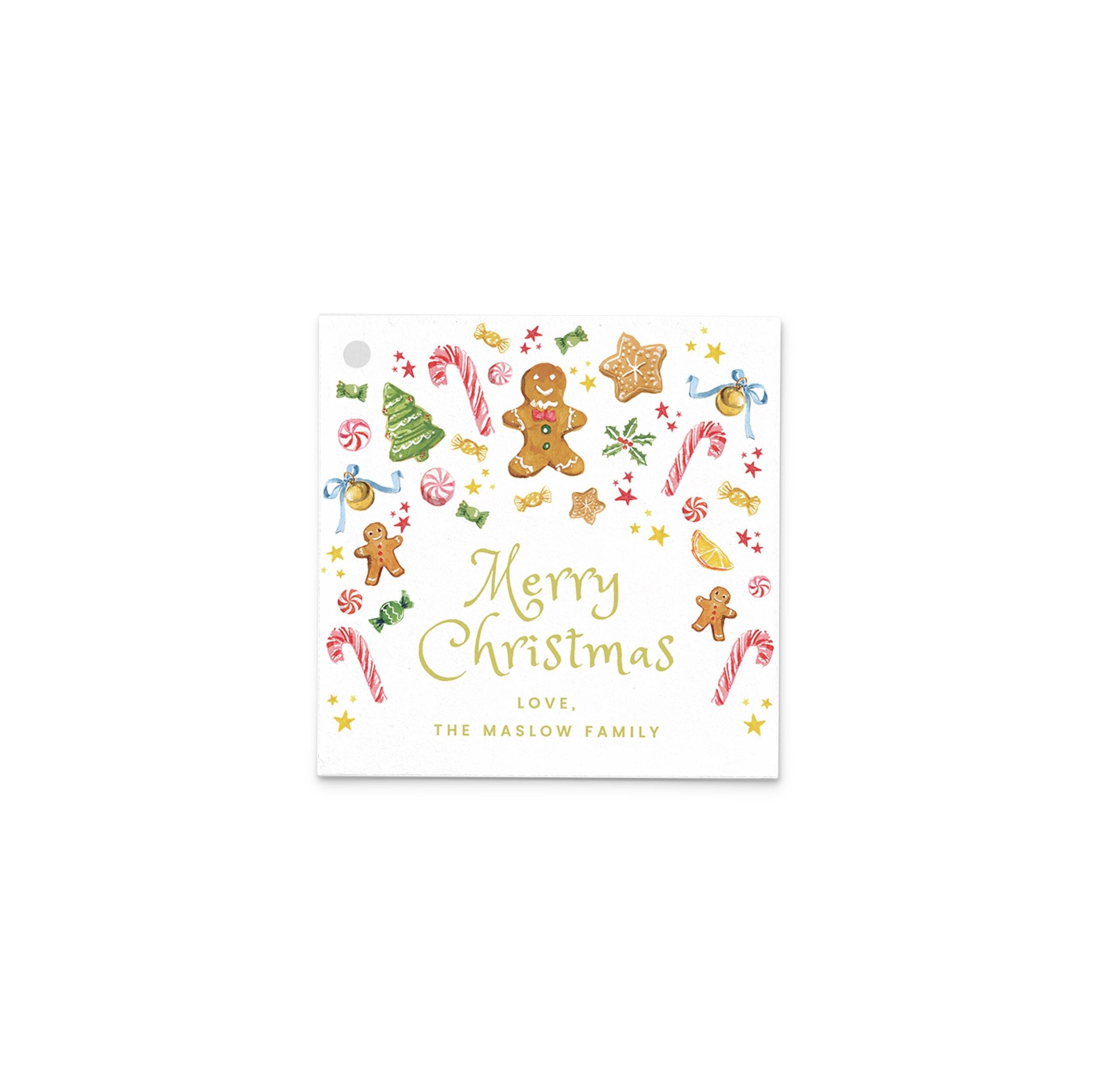 PRINTABLE Gift Tag 3x3 Template | Personalized Christmas Gingerbread Sweets Watercolor Illustration | Printing Upgrade Available | 2533