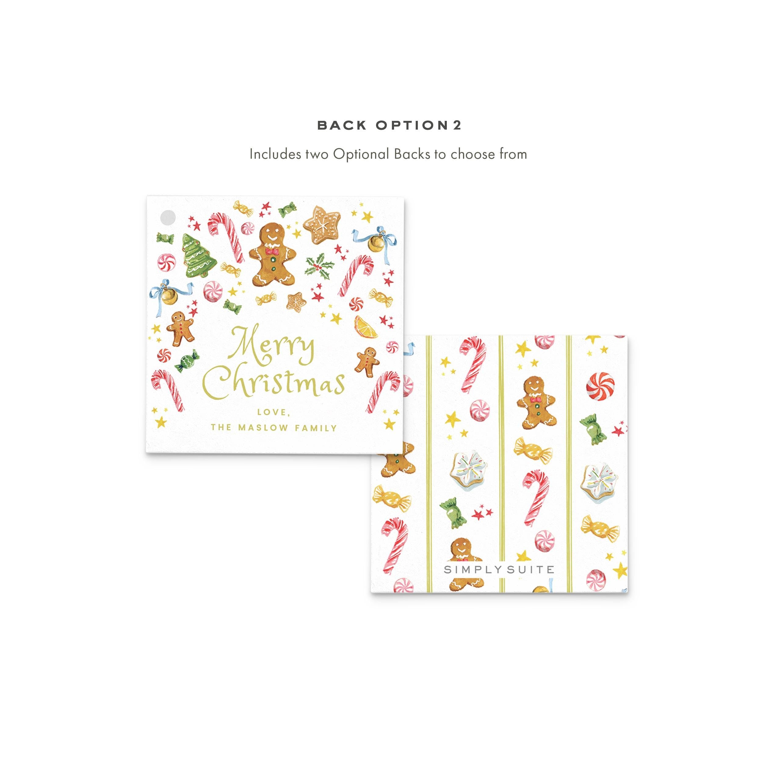 PRINTABLE Gift Tag 3x3 Template | Personalized Christmas Gingerbread Sweets Watercolor Illustration | Printing Upgrade Available | 2533