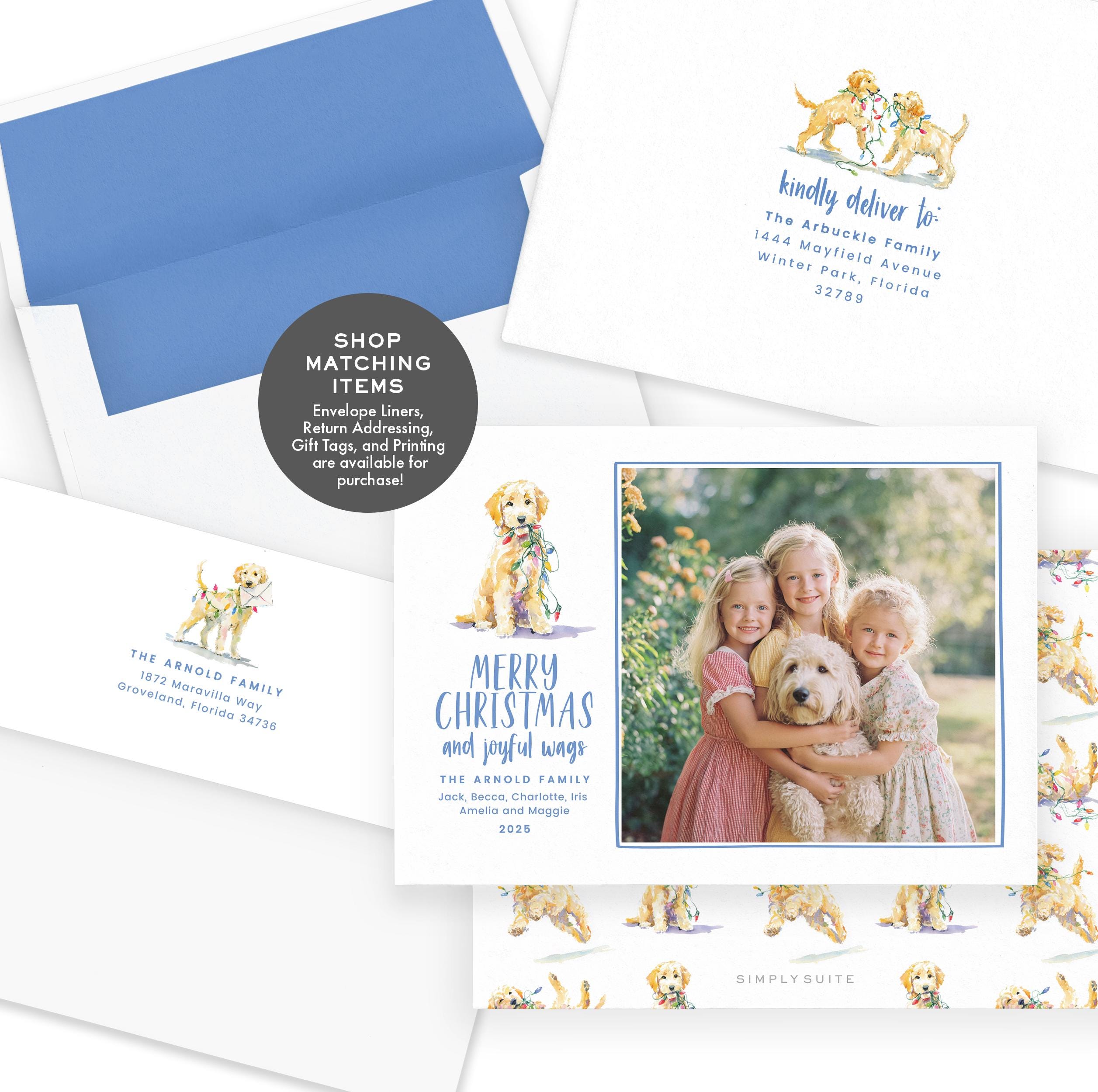 PRINTABLE Goldendoodle Christmas Envelope Template | Holiday Card Envelope | Printing Upgrade Available | 2503