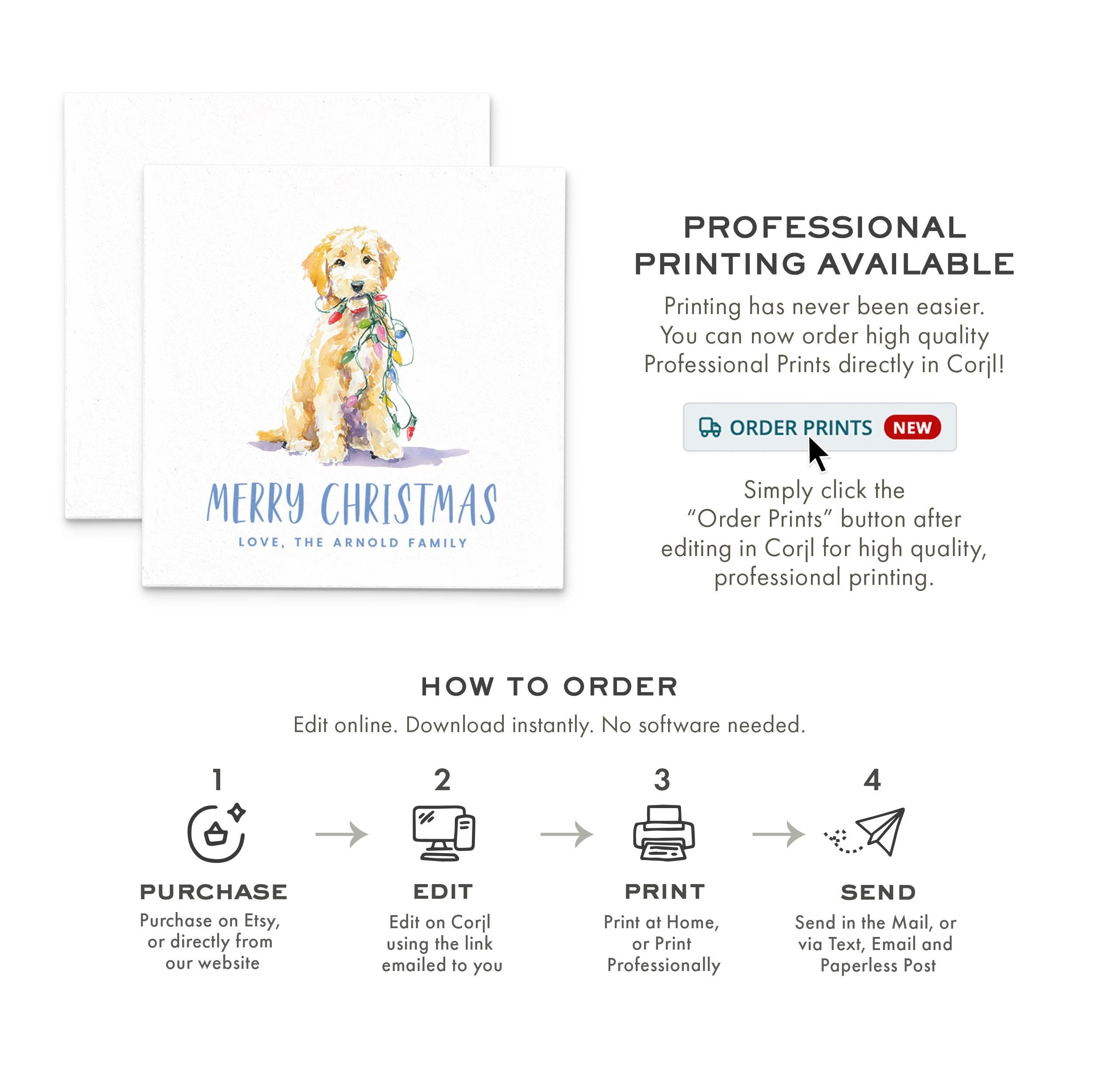 Goldendoodle Christmas Gift Tag Template | DIY Printable (Editable in Corjl)