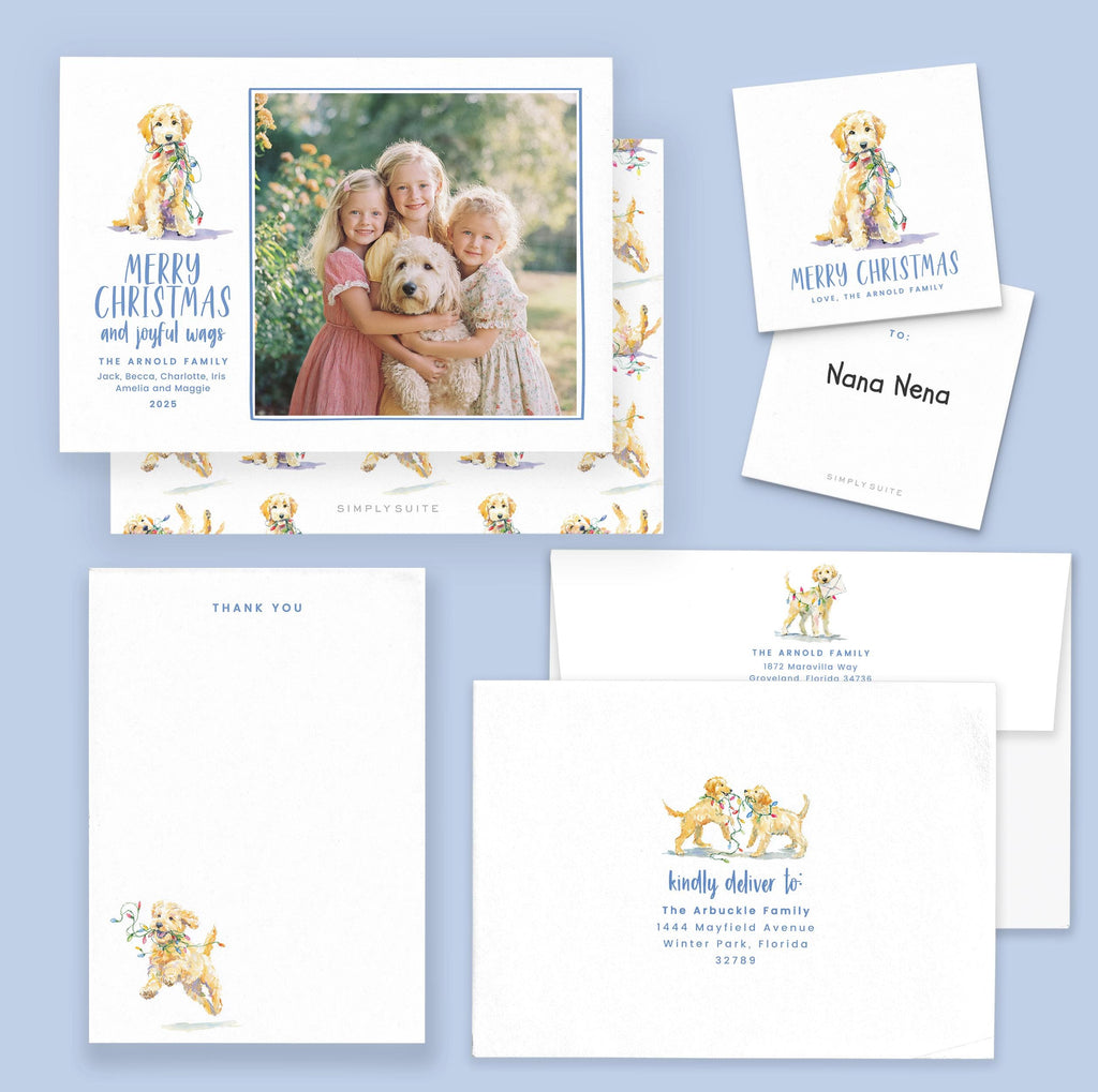 Goldendoodle Christmas Card Template | Photo Card, Gift Tag (Printable)