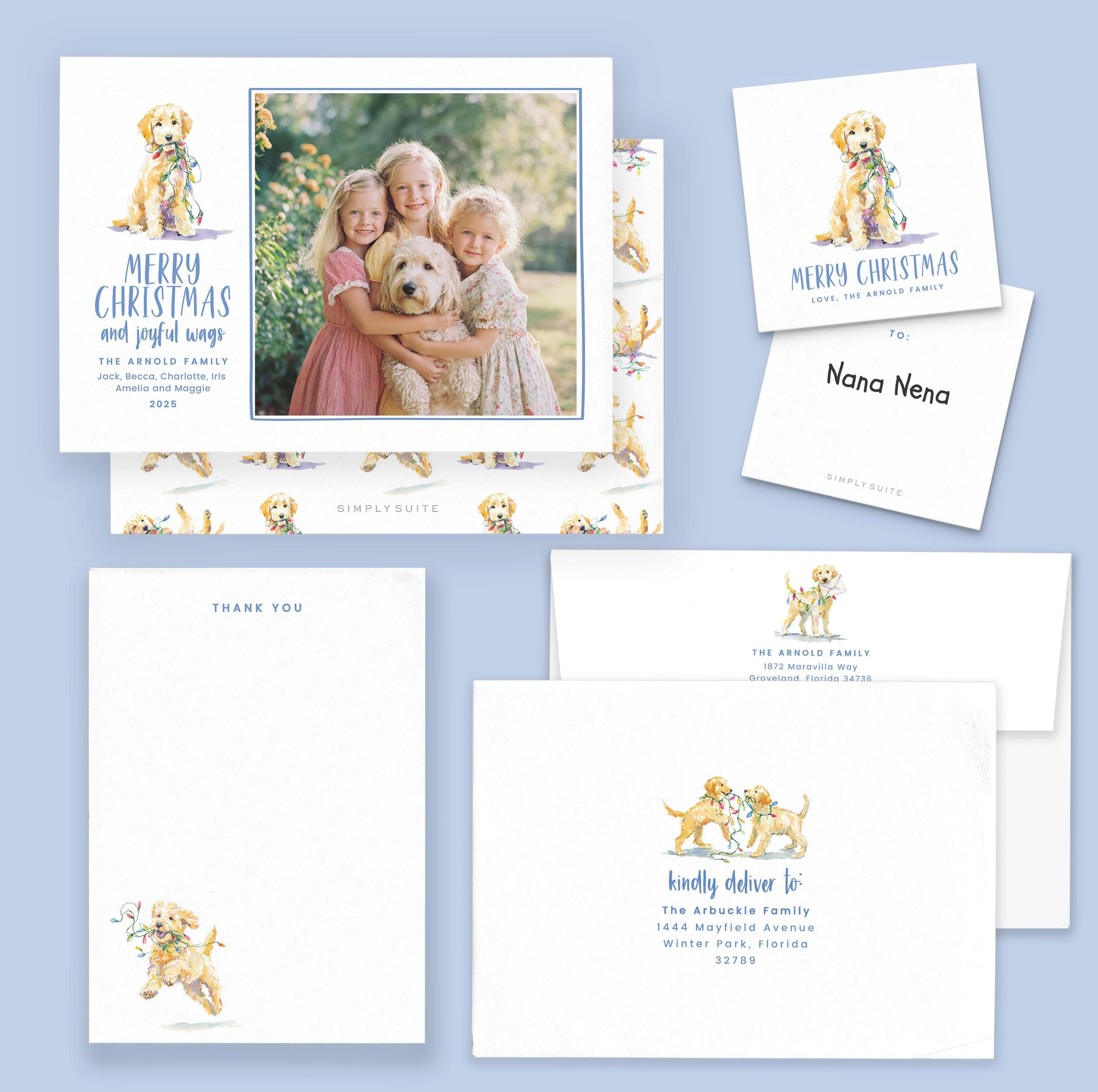 Goldendoodle Christmas Card Template | Photo Card, Gift Tag (Printable)