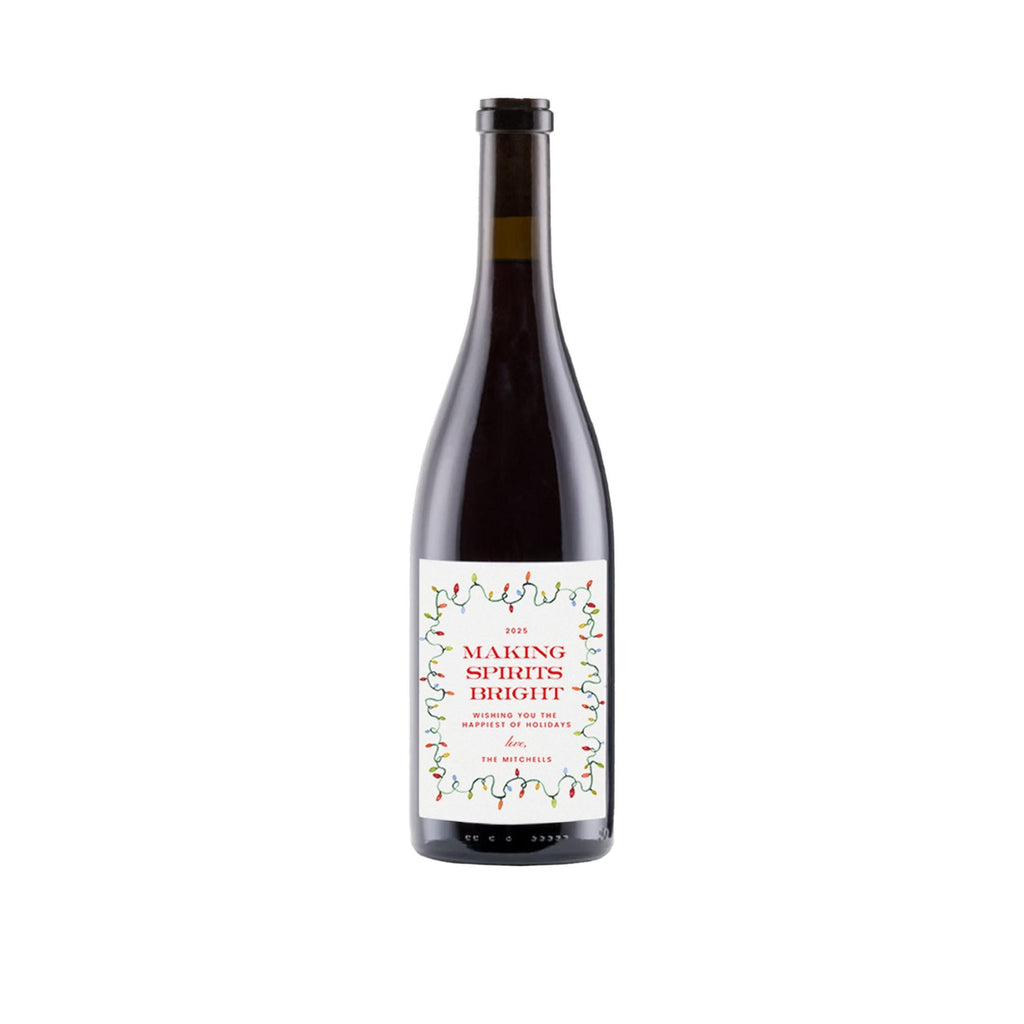 PRINTABLE Christmas Wine Bottle Label | Corjl Template | AVERY 22827 Label Template | Christmas Lights Suite