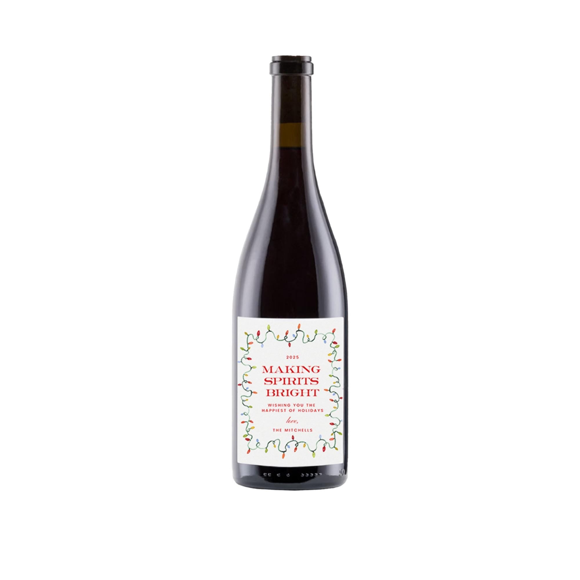 PRINTABLE Christmas Wine Bottle Label | Corjl Template | AVERY 22827 Label Template | Christmas Lights Suite