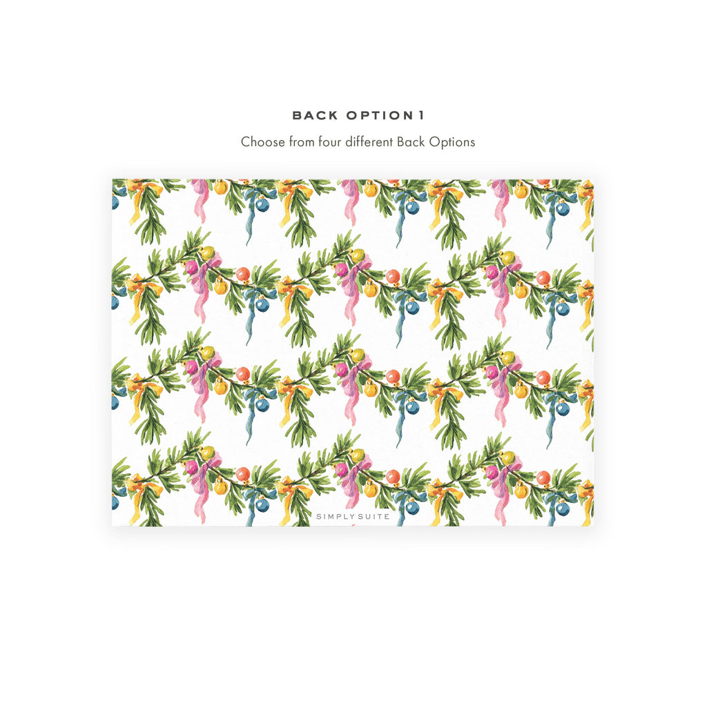 Colorful Garland and Ribbon Photo Christmas Card Template 7x5 | Printable | Edit in Corjl