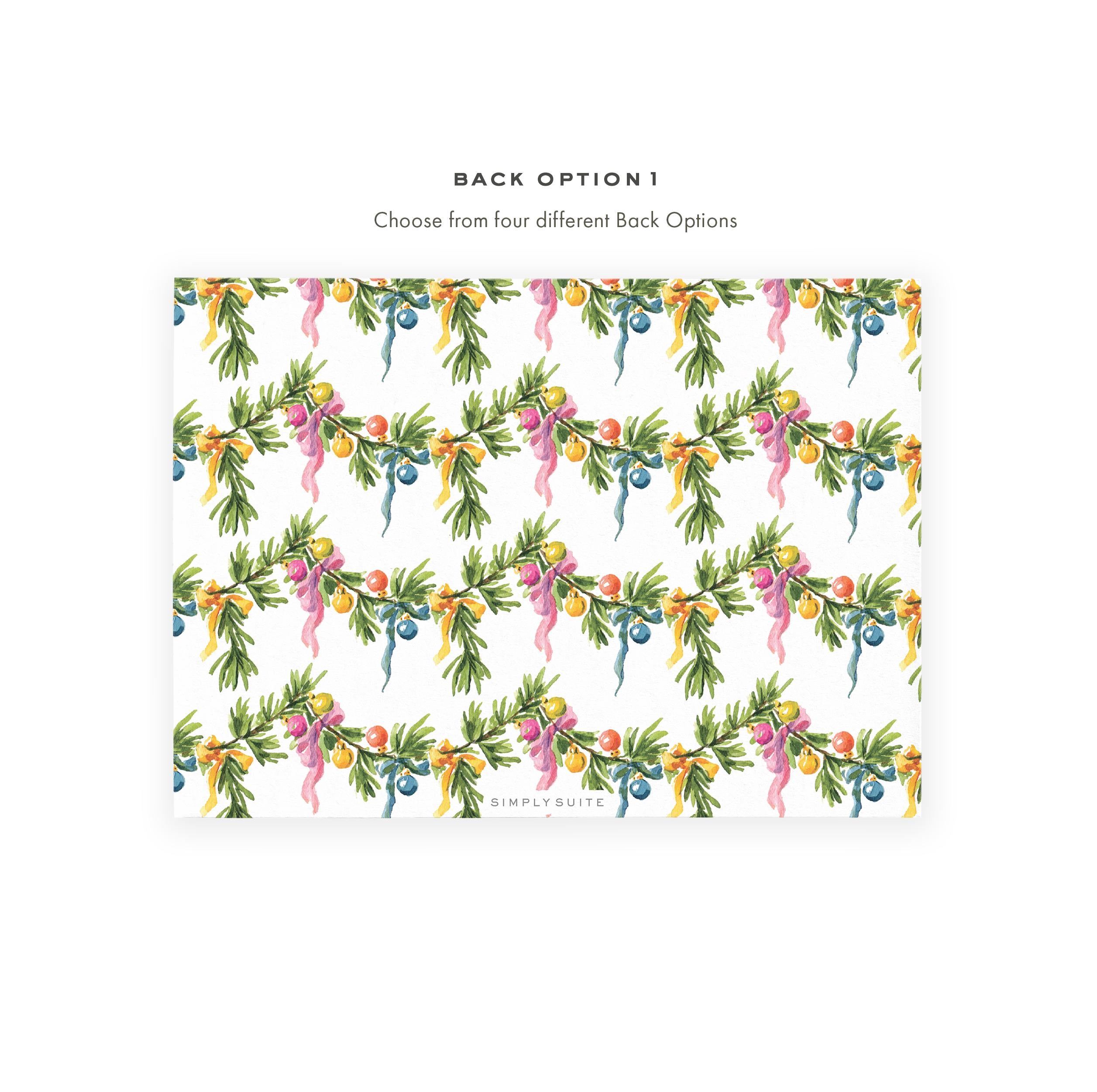 Colorful Garland and Ribbon Photo Christmas Card Template 7x5 | Printable | Edit in Corjl