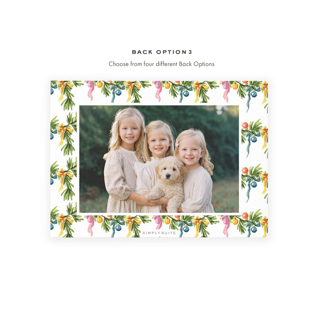 Ribbon & Wreath Photo Christmas Card Template (Printable)