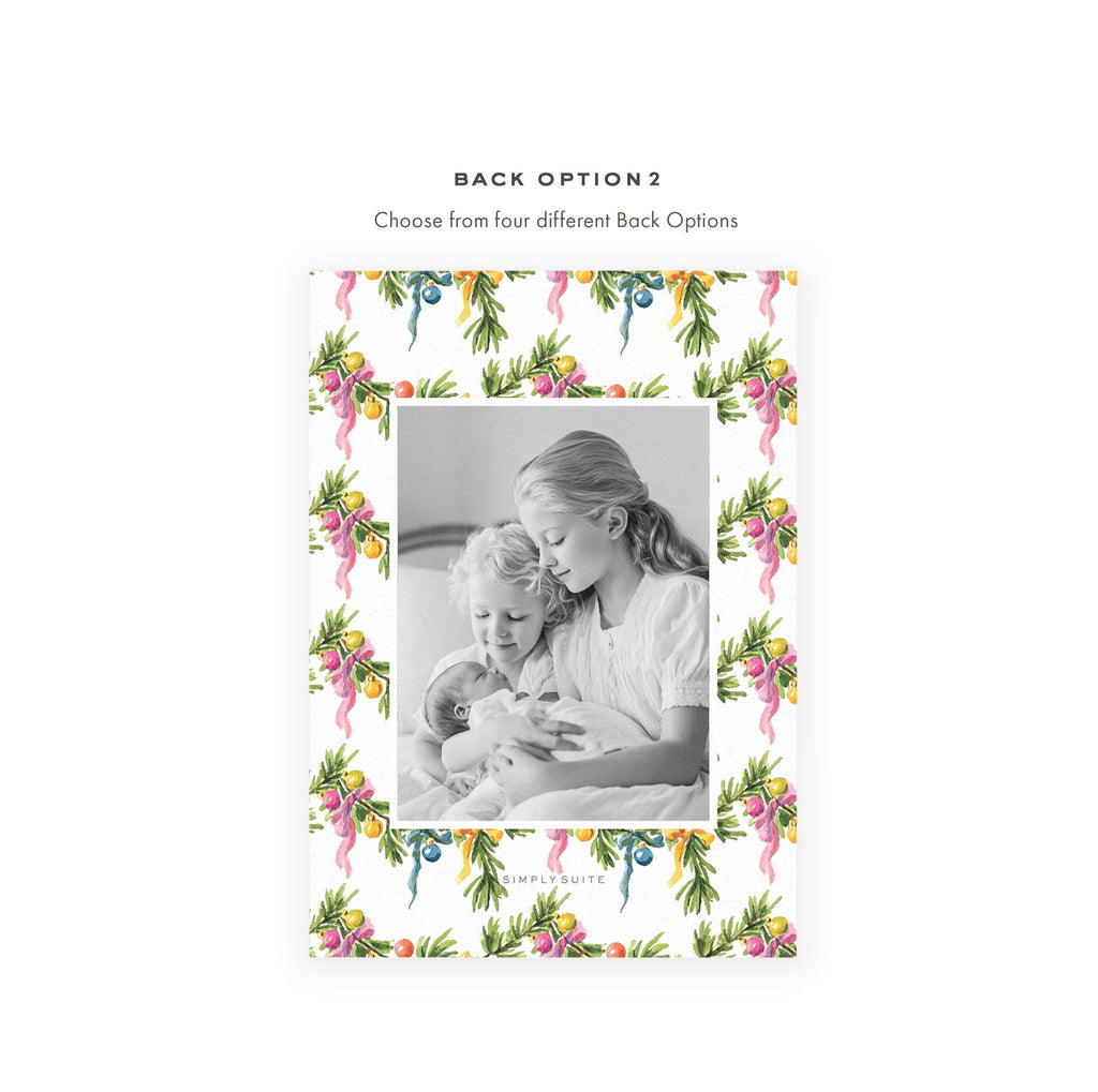 Ribbon Garland Christmas Card Template | Photo Holiday Card (Digital Download)