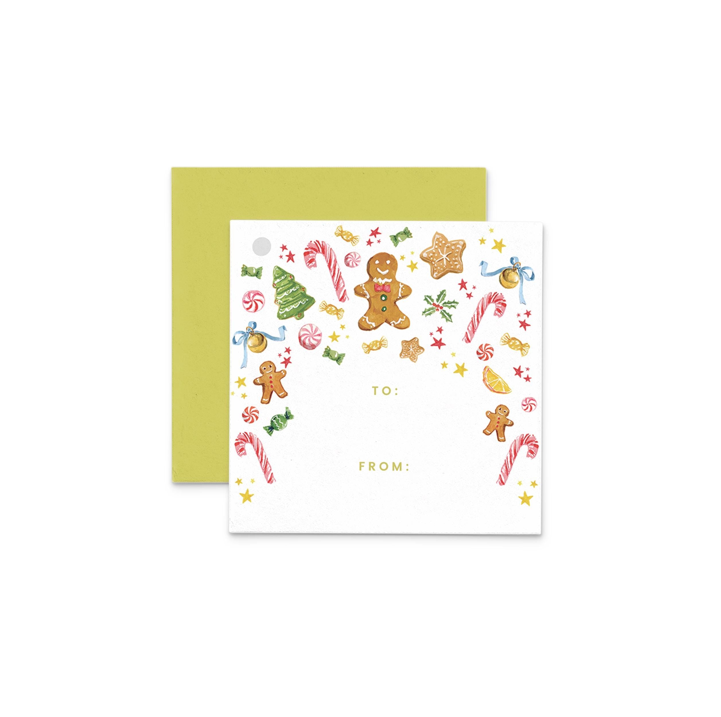 PRINTABLE Gift Tag 3x3 Template | Christmas Gingerbread Sweets Watercolor Illustration | Printing Upgrade Available | 2532