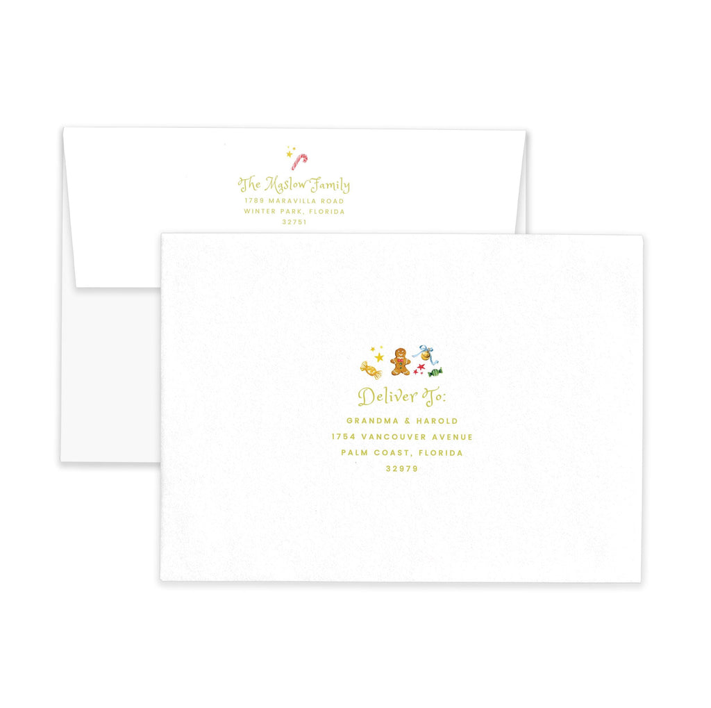 PRINTABLE A7 Envelope Template | Gingerbread Sweets| Watercolor Holiday Card Envelope | Printing Upgrade Available | 2534