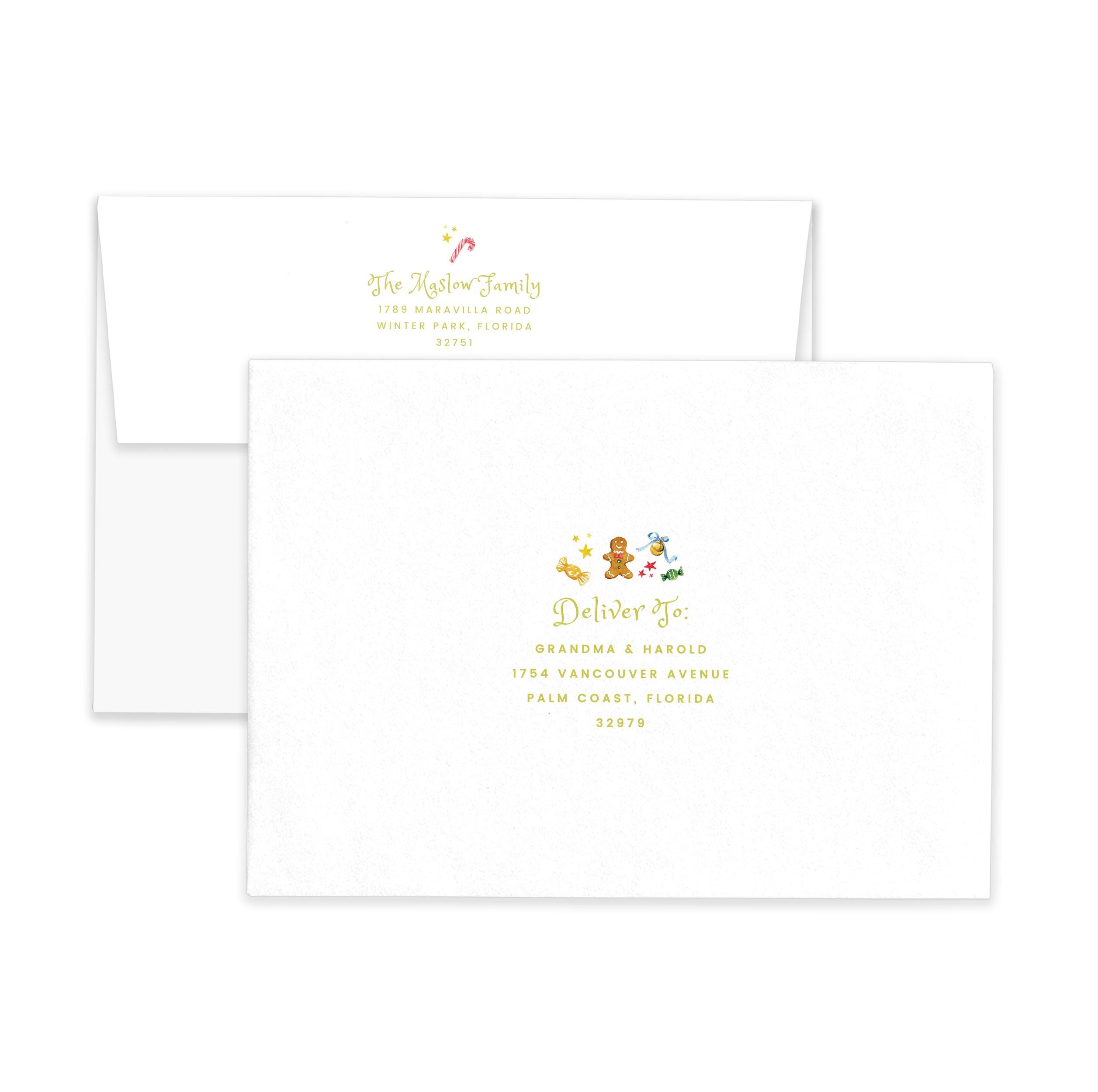 PRINTABLE A7 Envelope Template | Gingerbread Sweets| Watercolor Holiday Card Envelope | Printing Upgrade Available | 2534