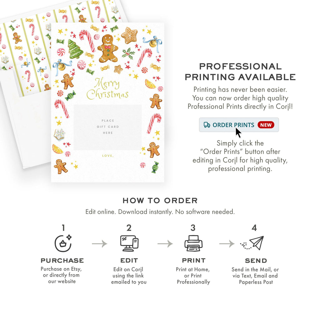 Gingerbread Sweets Gift Card Holder Template (Printable)