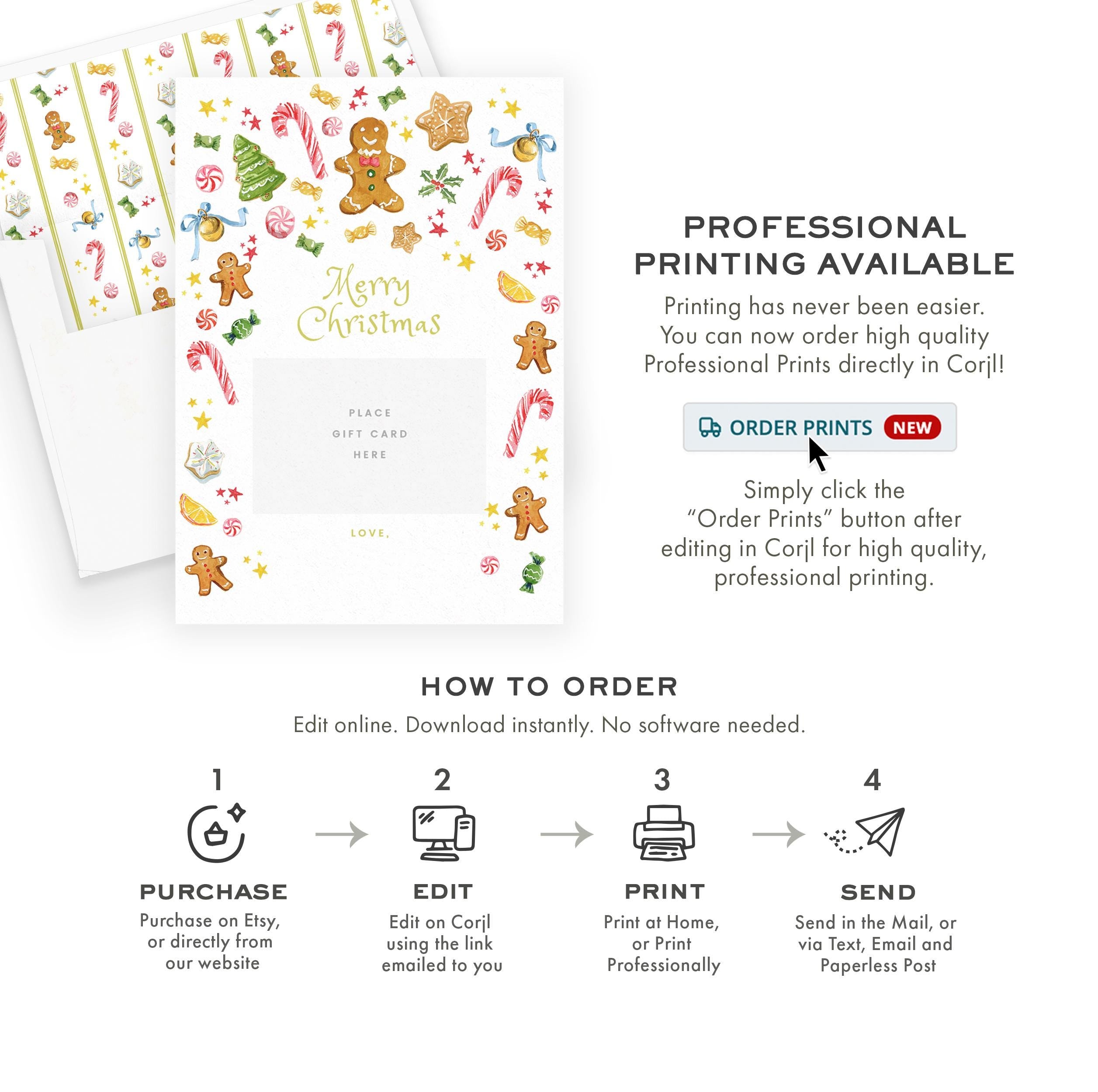 Gingerbread Sweets Gift Card Holder Template (Printable)