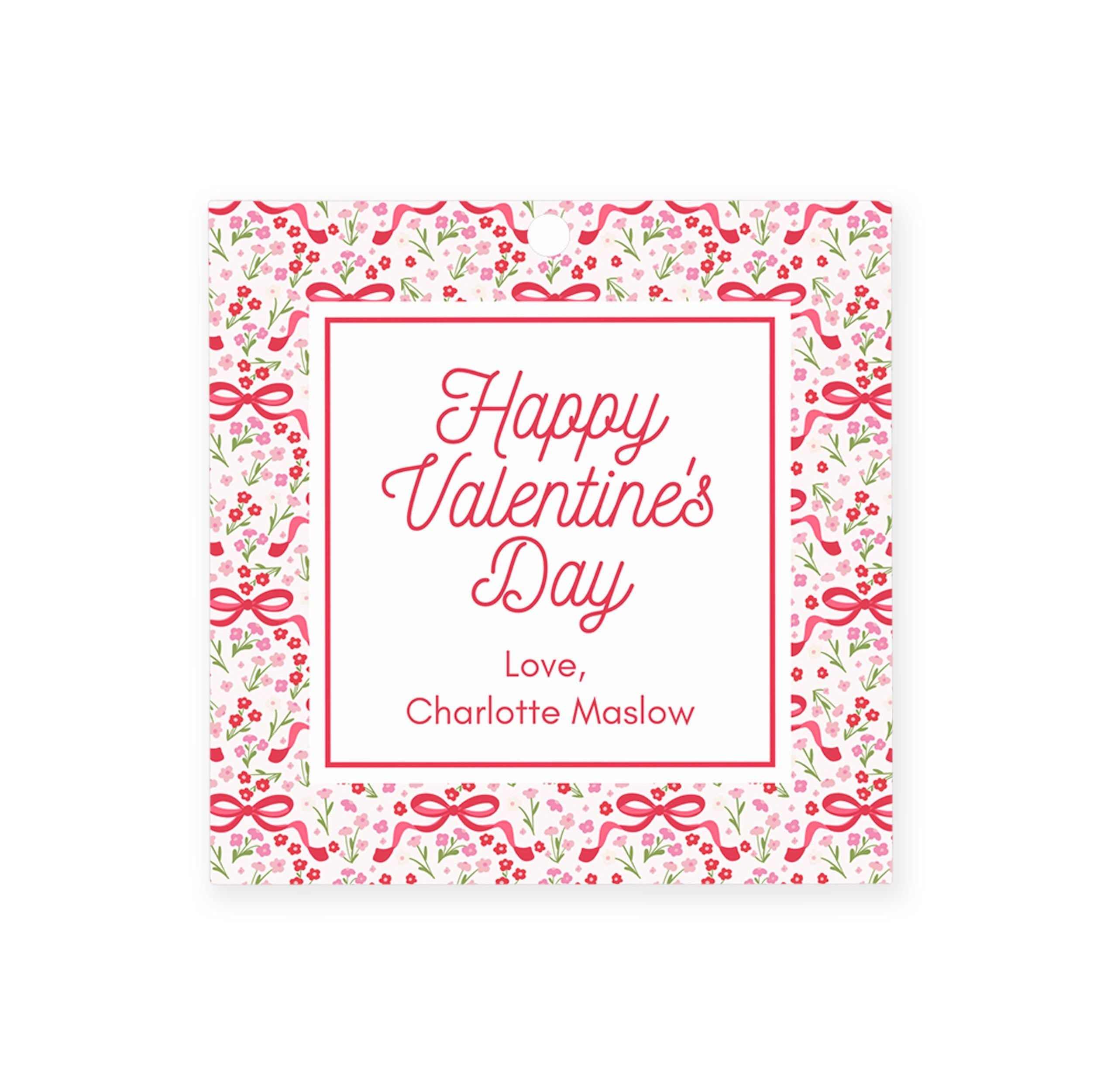 3x3 Floral Bow Valentine Tag