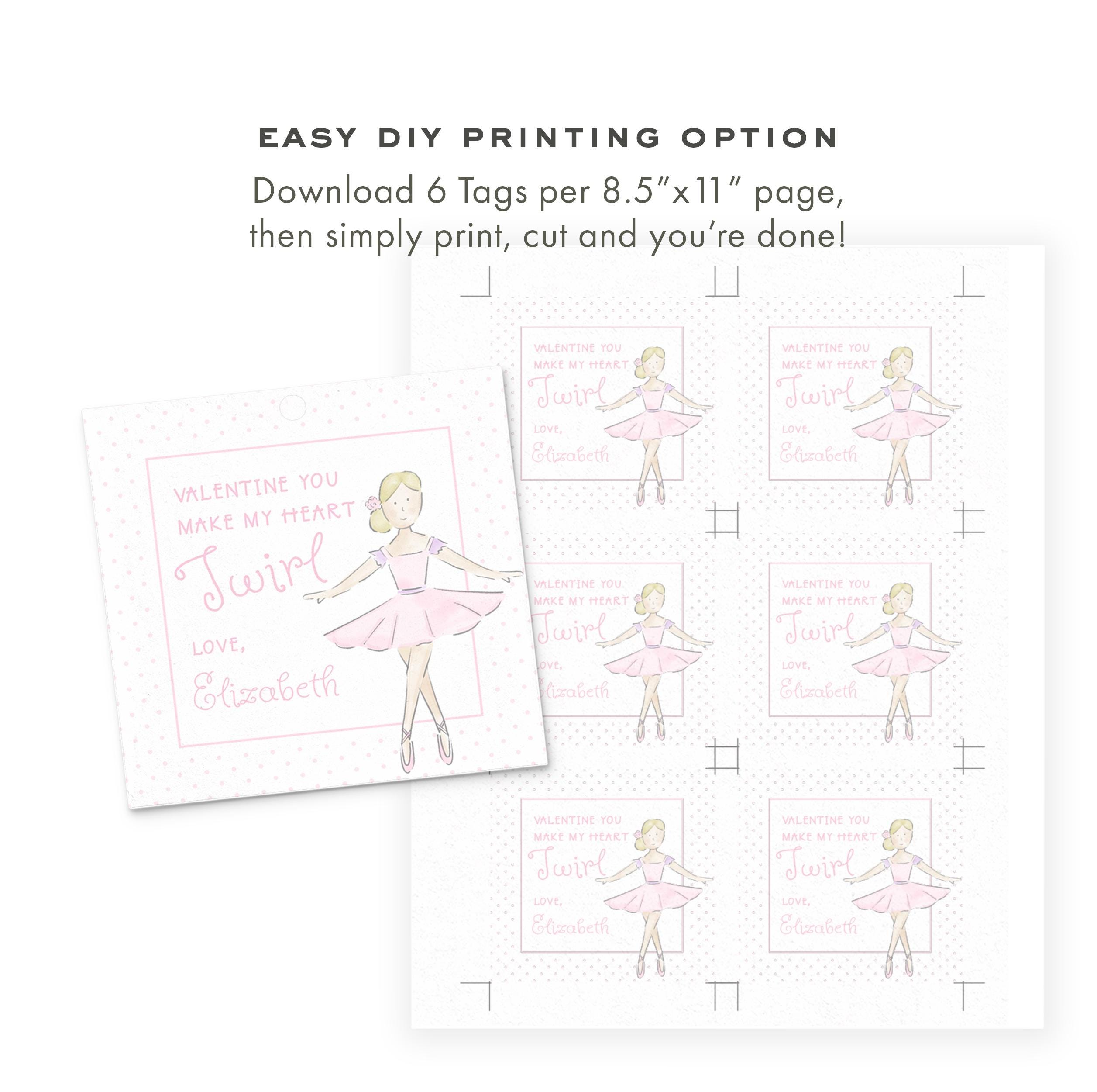 3x3 Ballerina Valentine Tag
