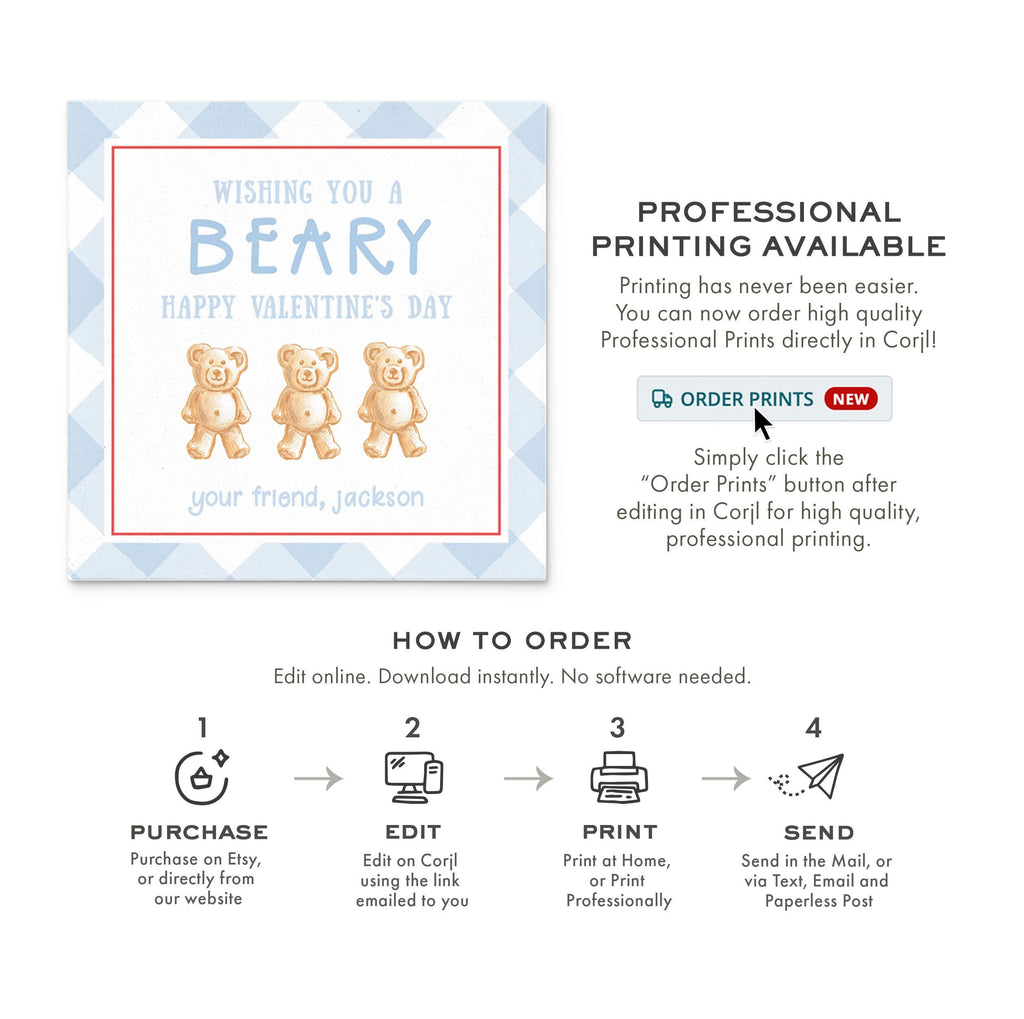 3x3 Teddy Graham Bear Valentine