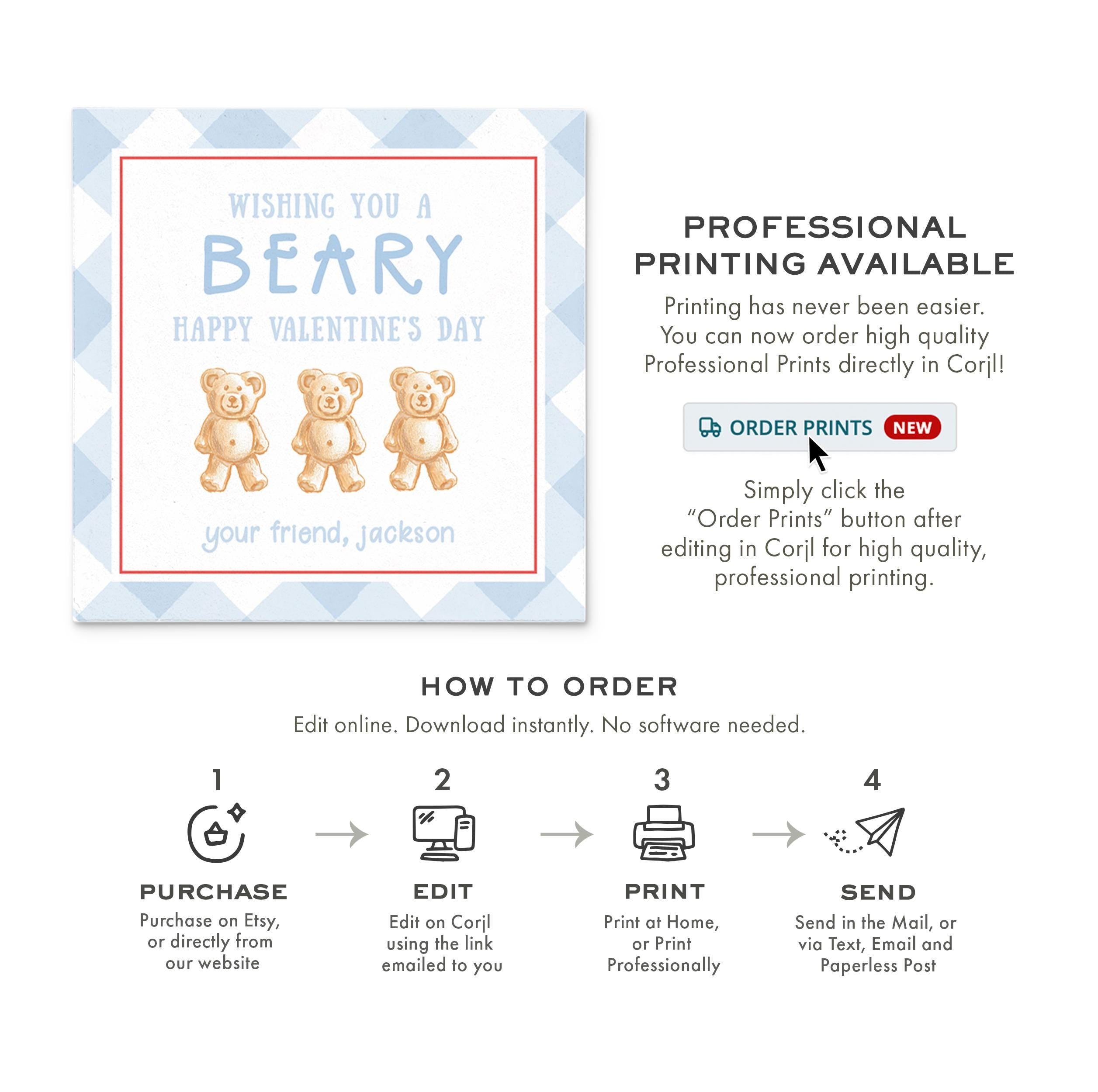 3x3 Teddy Graham Bear Valentine