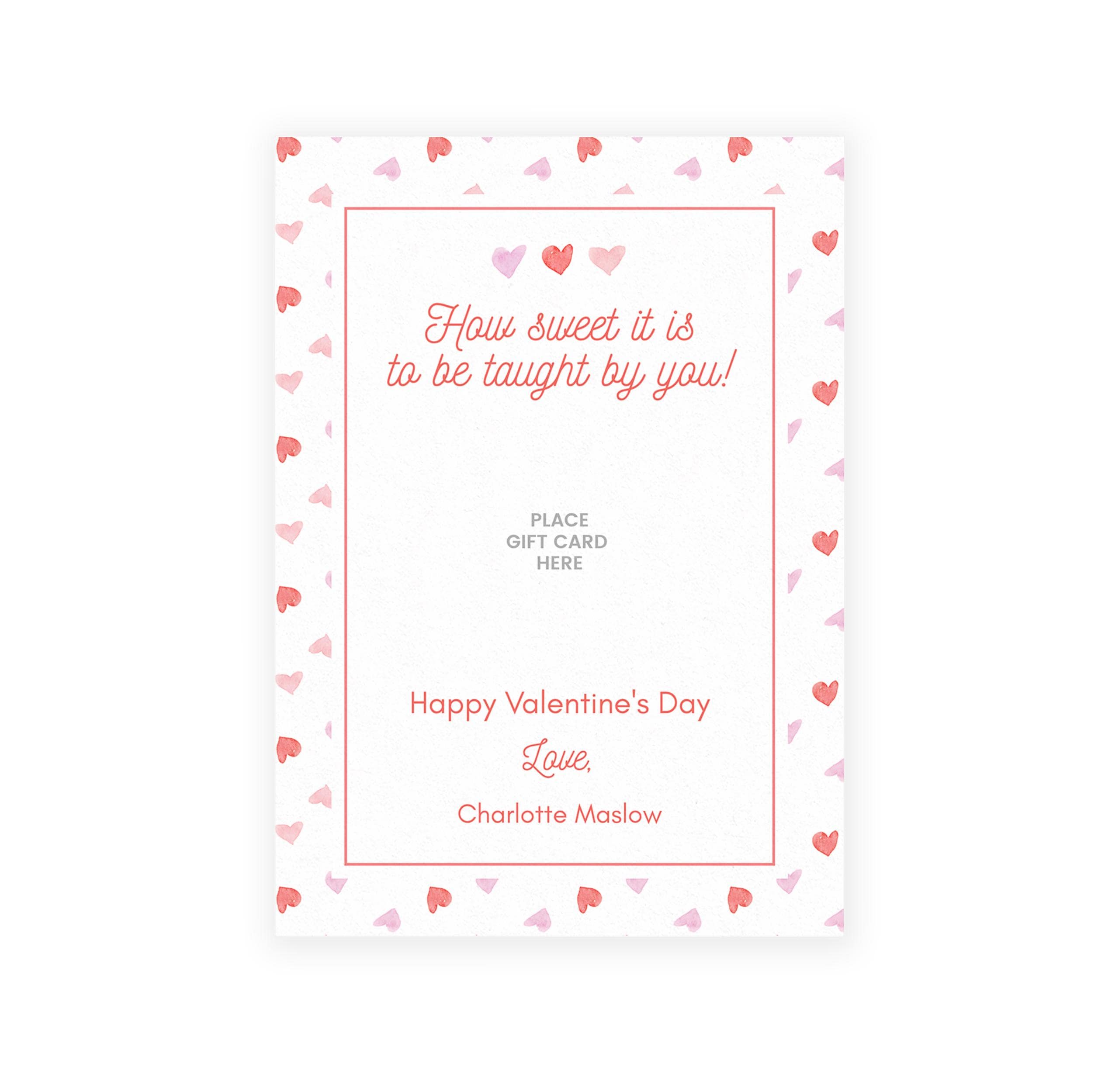 5x7 Hearts Valentine Gift Card Holder