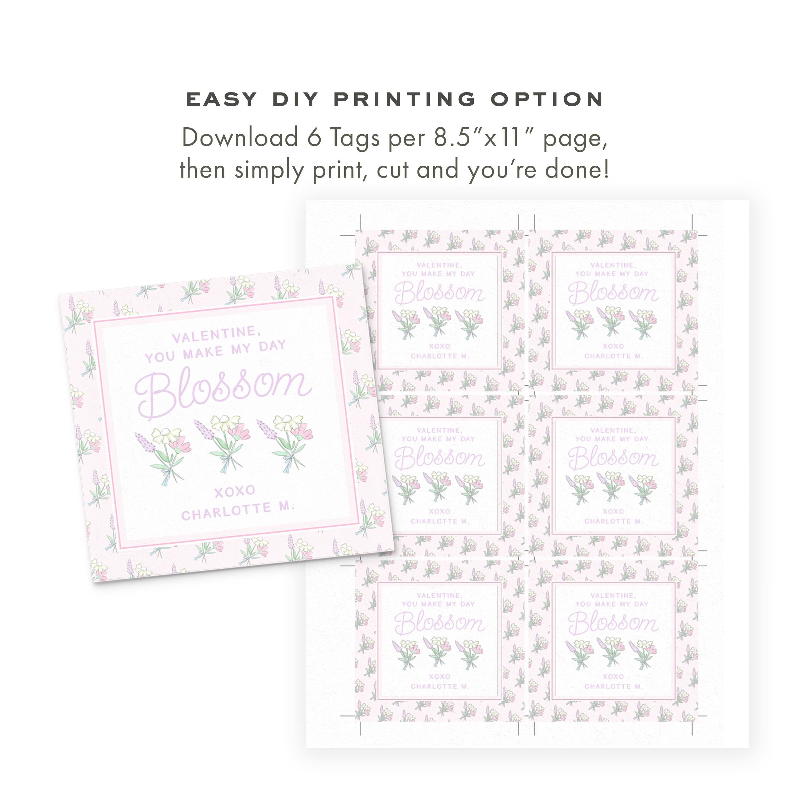 3x3 Floral Valentine Printable