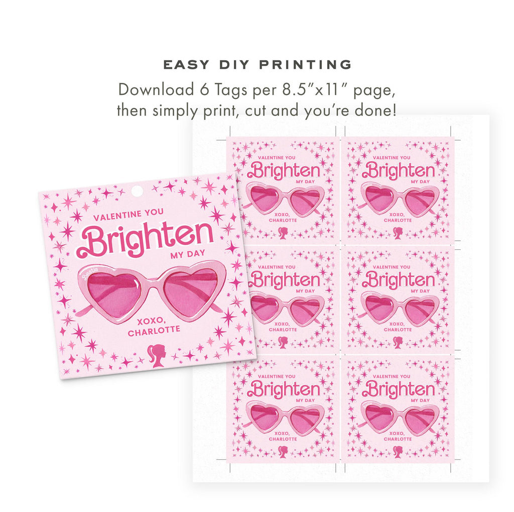 3x3 Barbie Valentine Tag