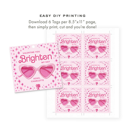 3x3 Barbie Valentine Tag