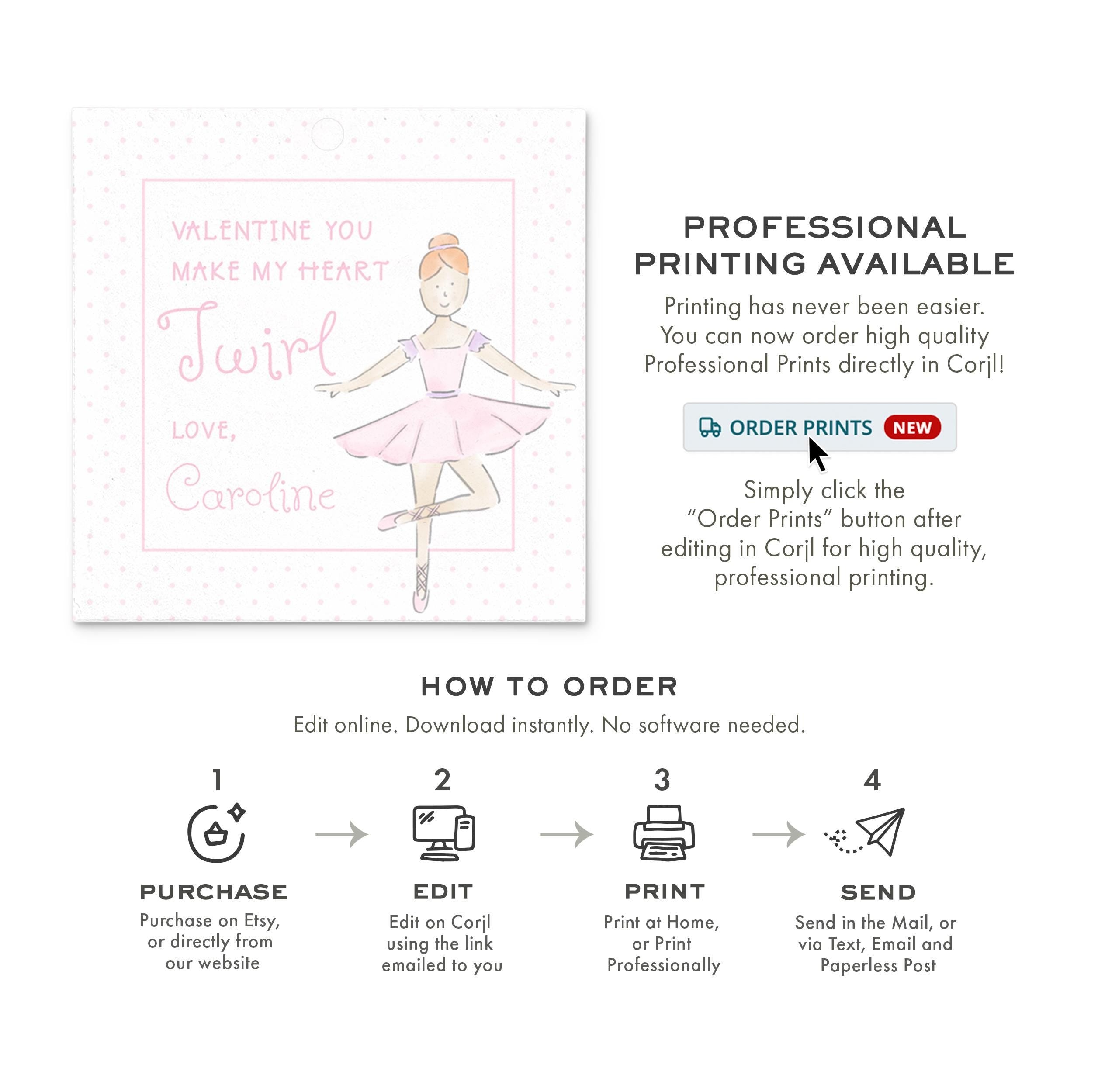 3x3 Ballerina Valentine Tag
