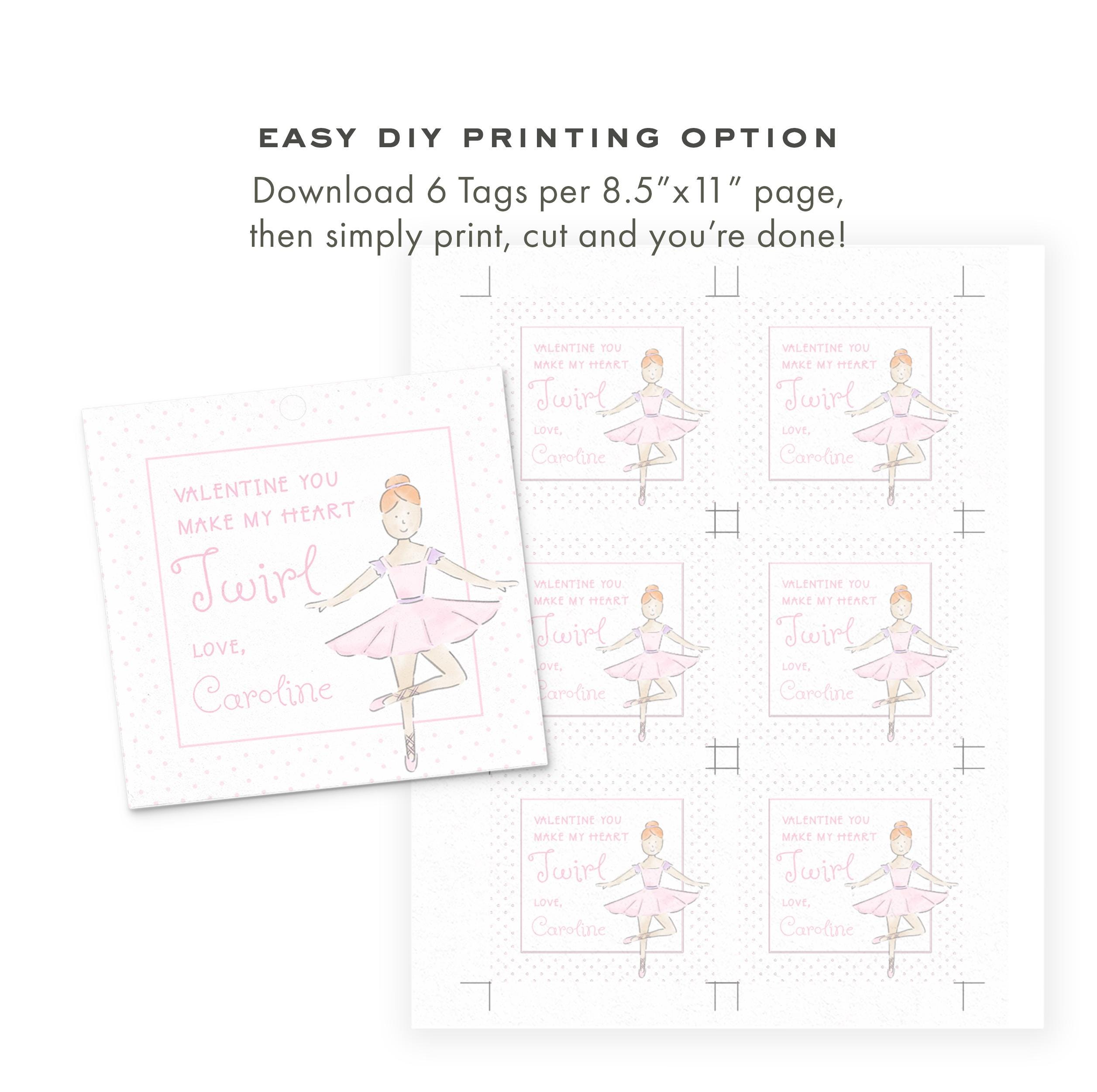 3x3 Ballerina Valentine Tag