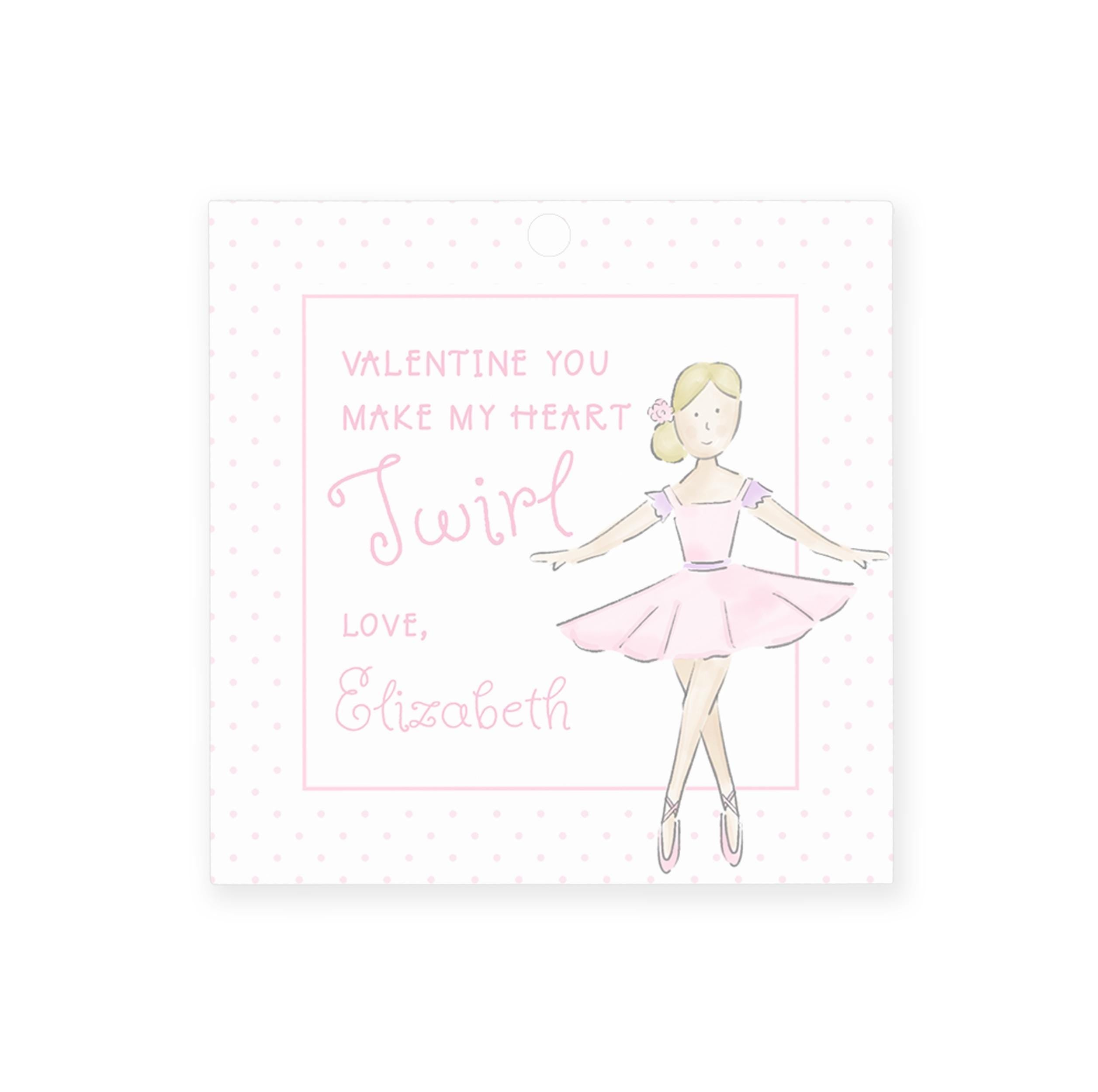 3x3 Ballerina Valentine Tag