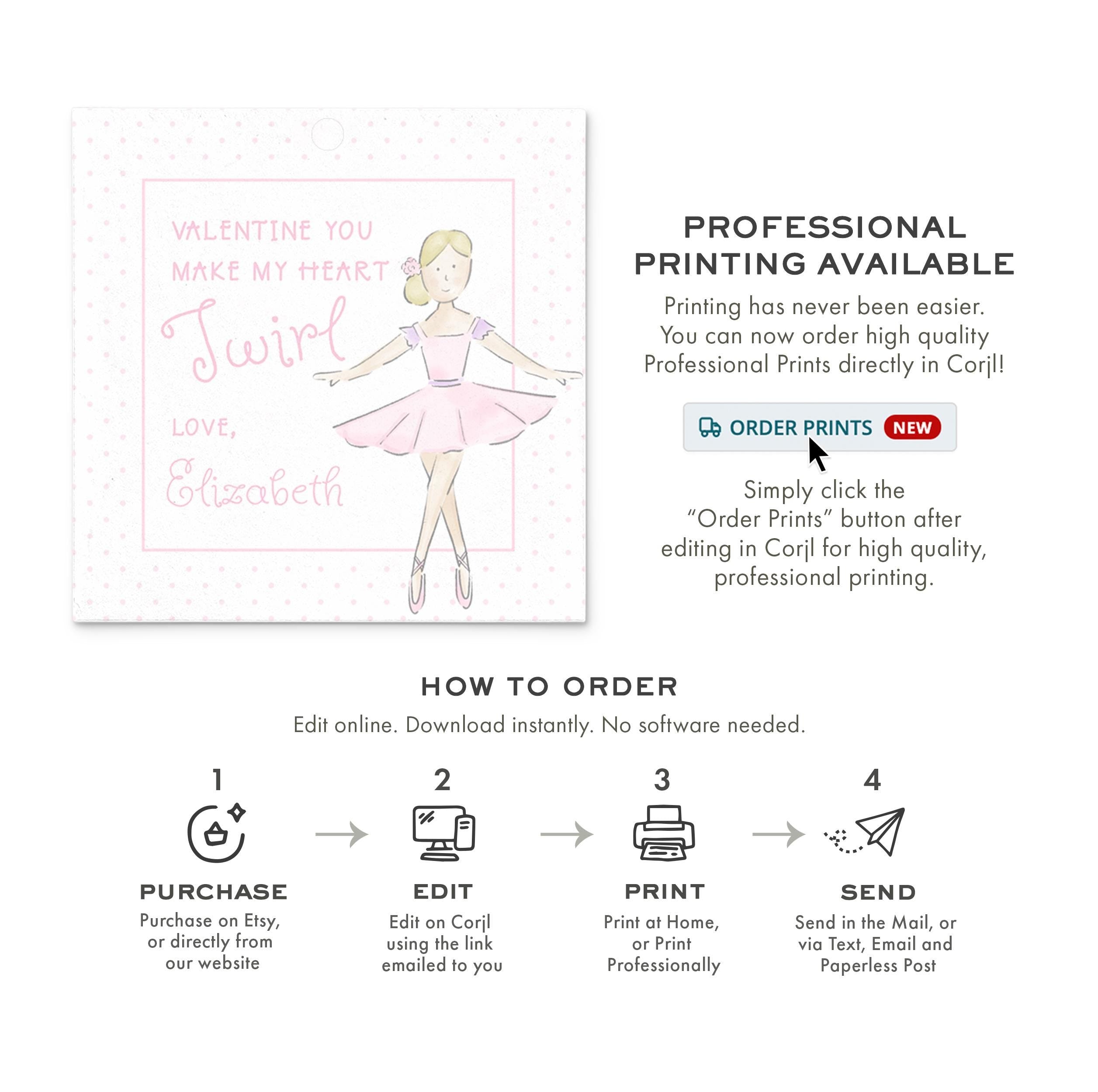 3x3 Ballerina Valentine Tag