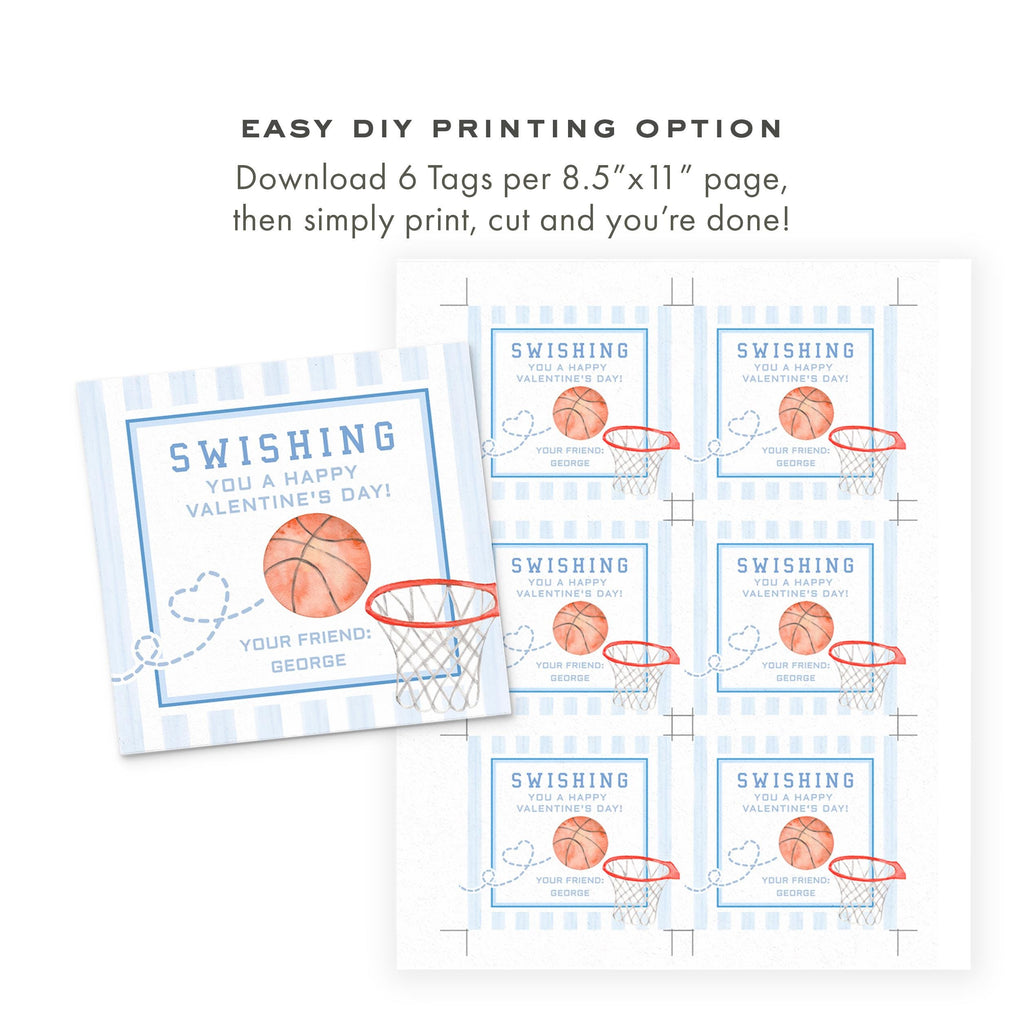 3x3 Basketball Valentine Printable