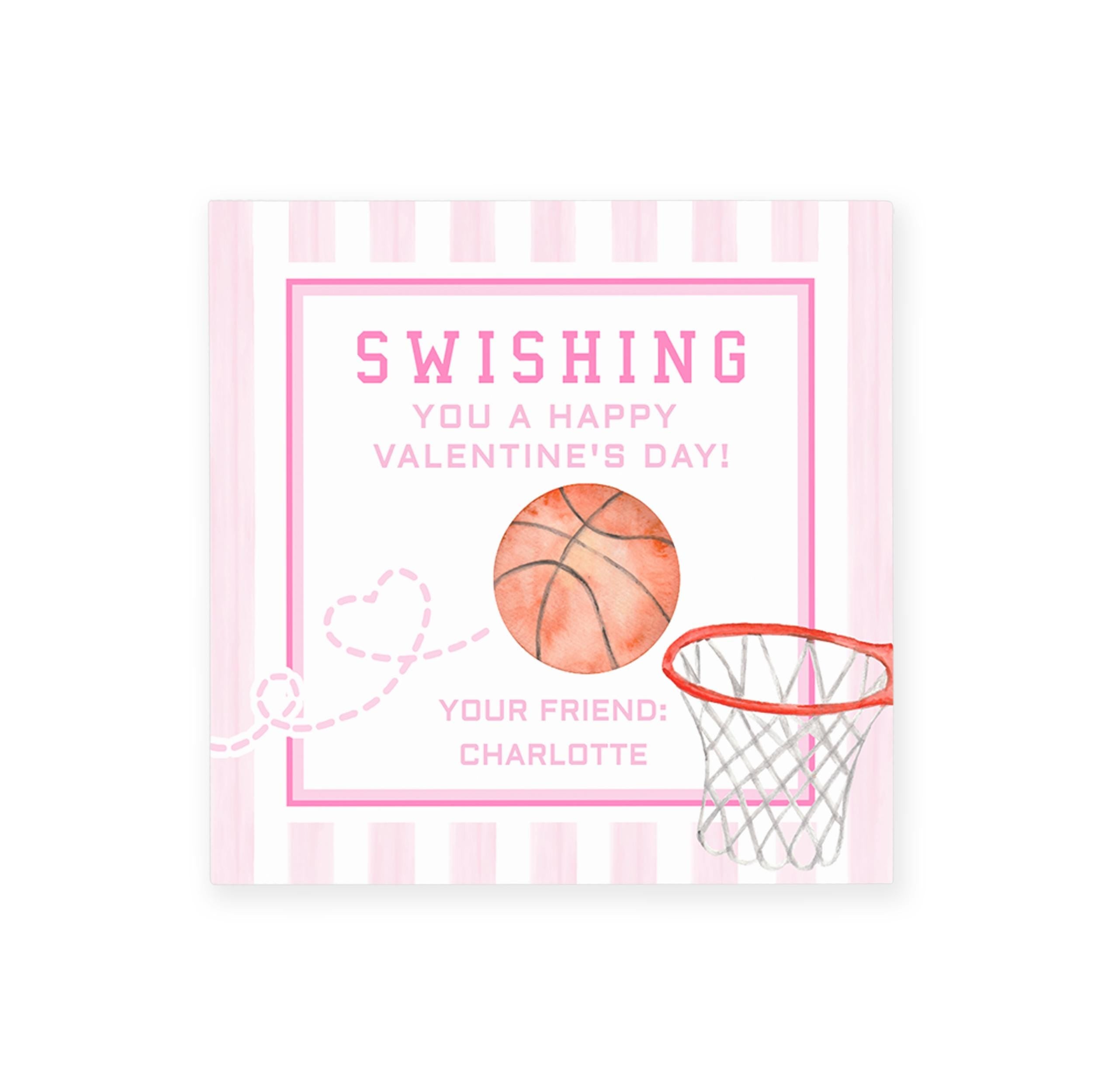 3x3 Basketball Valentine Printable Pink