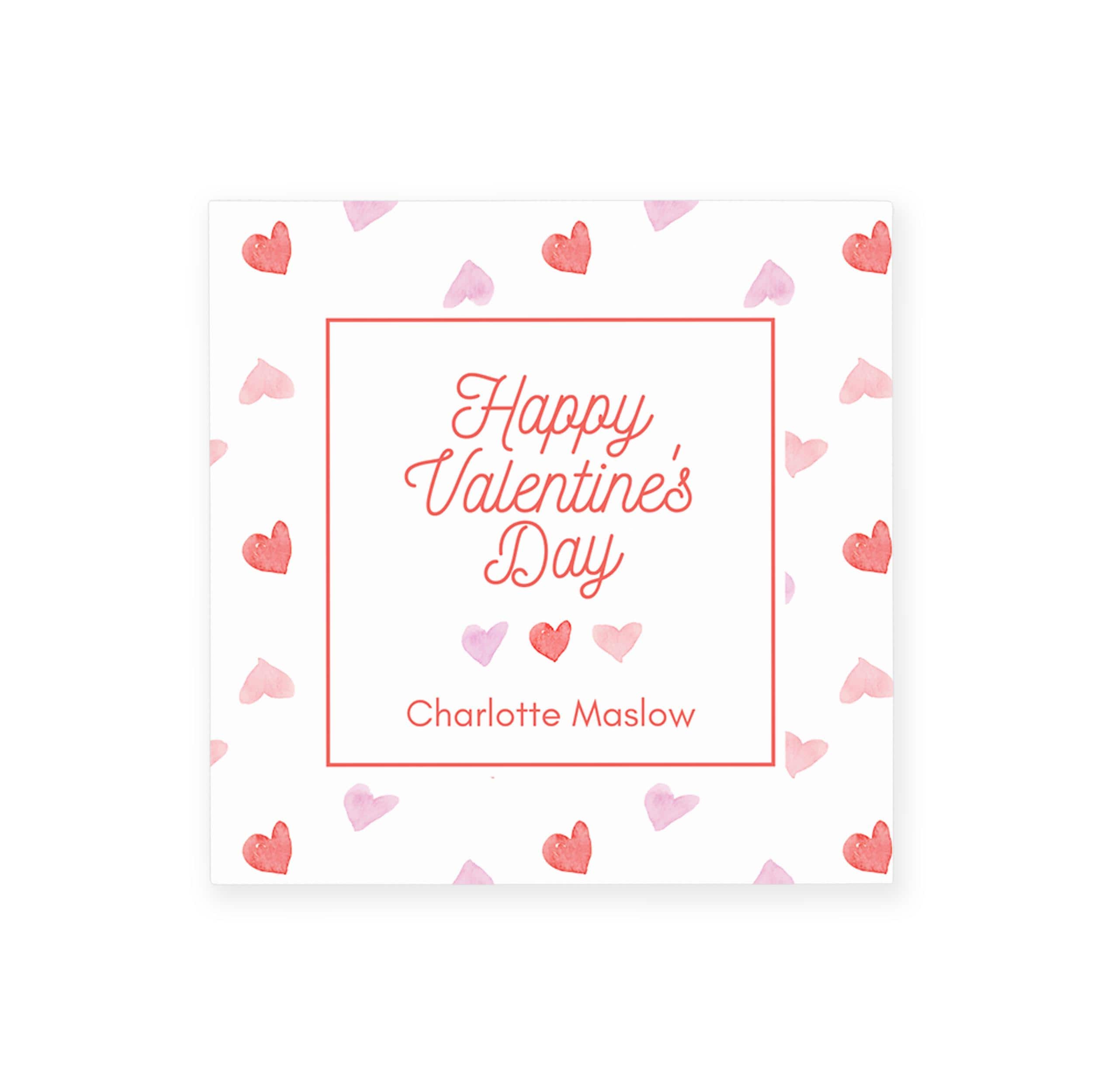 3x3 Classic Pink and Red Hearts Valentine Tag