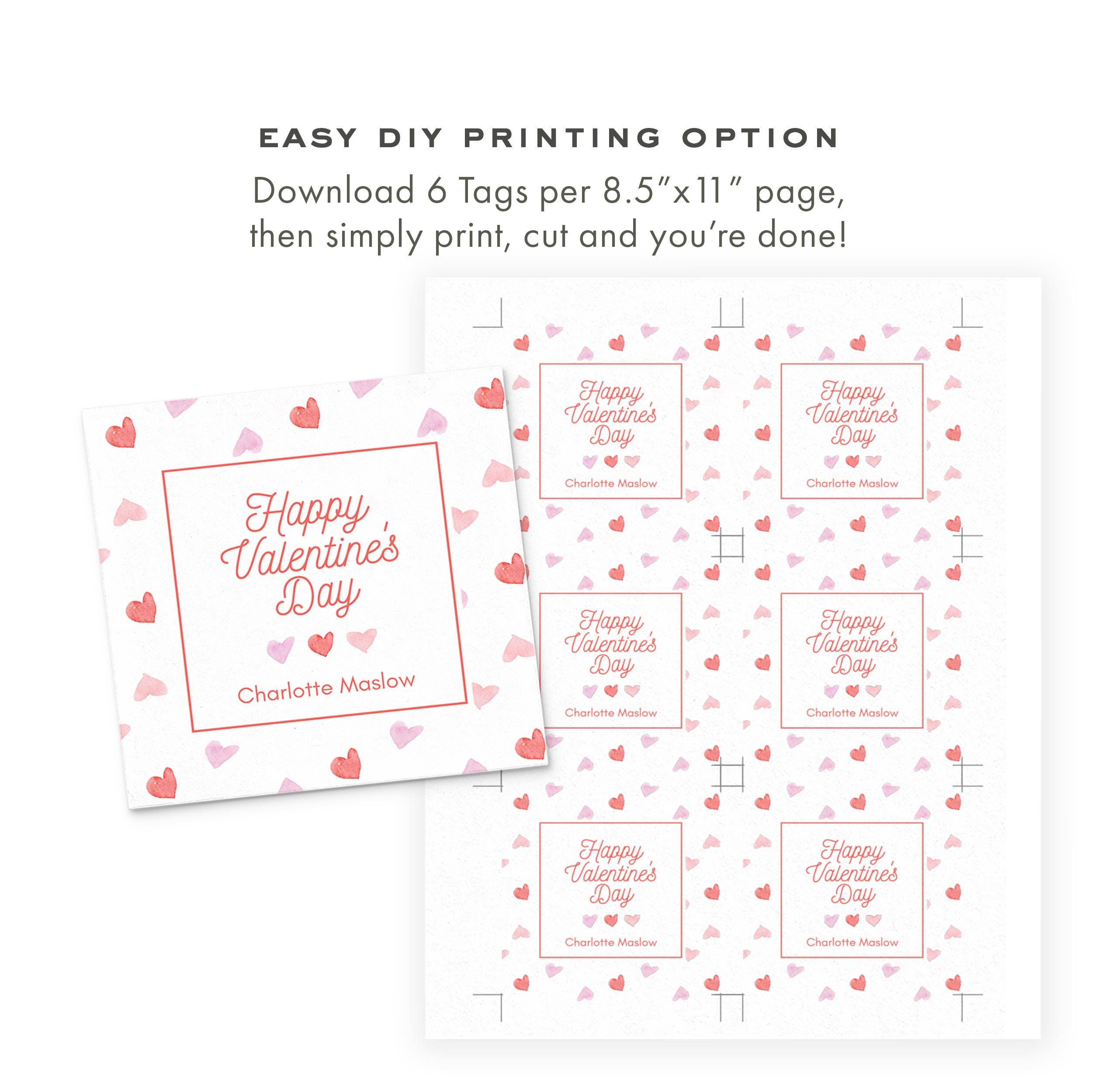 3x3 Classic Pink and Red Hearts Valentine Tag