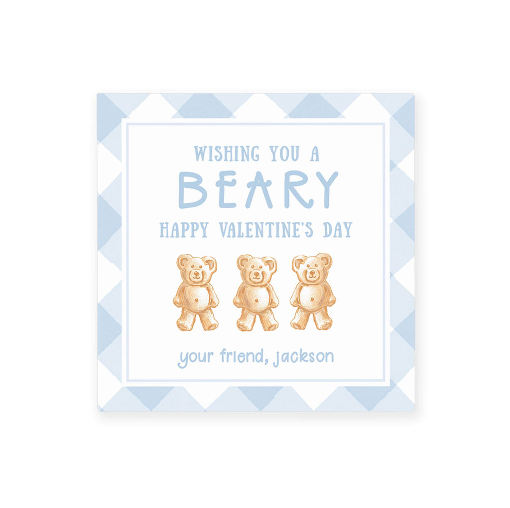3x3 Blue Teddy Graham Bear Valentine